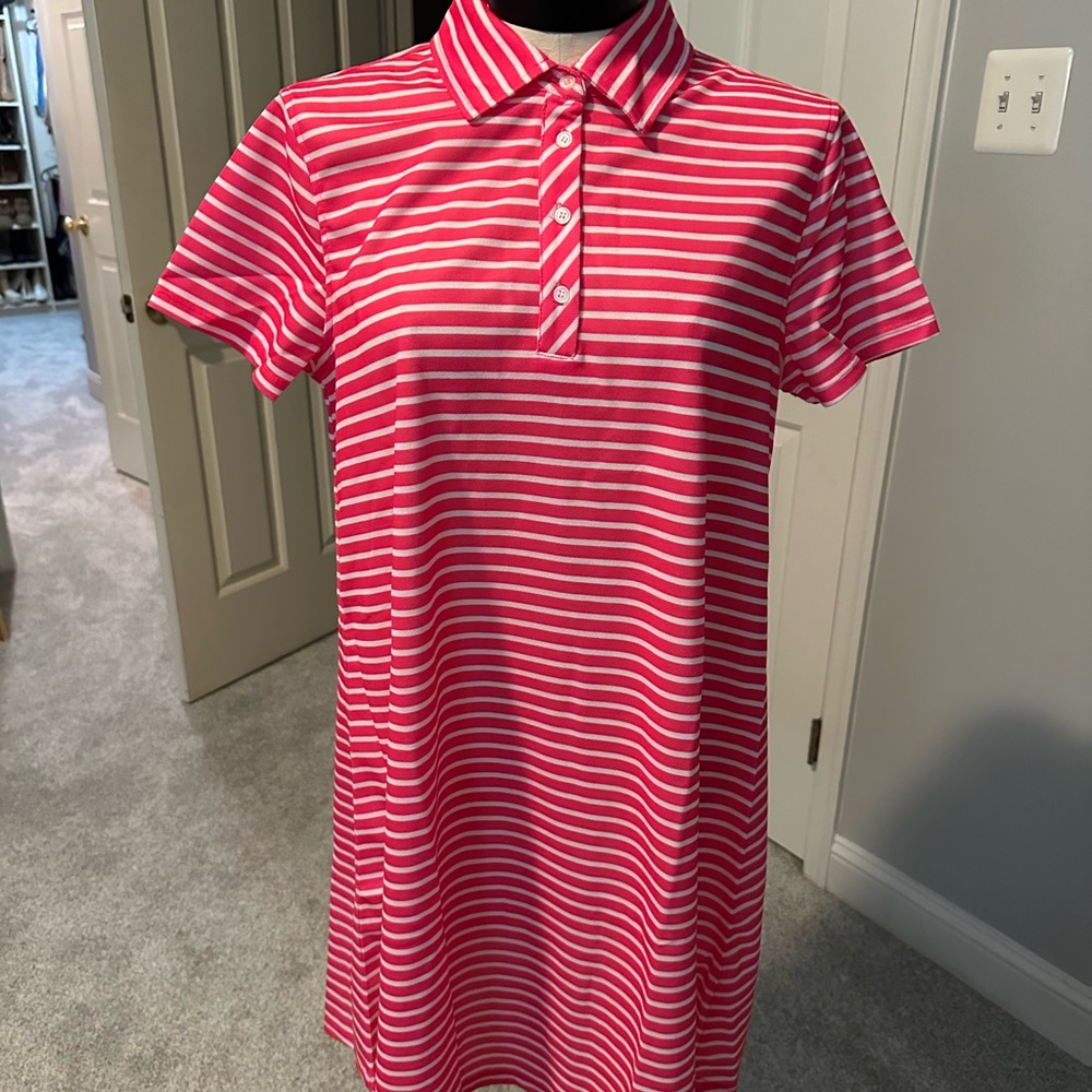Pink Striped Polo Dress